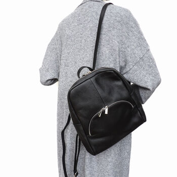 Black Leather Rucksack, 4 of 9