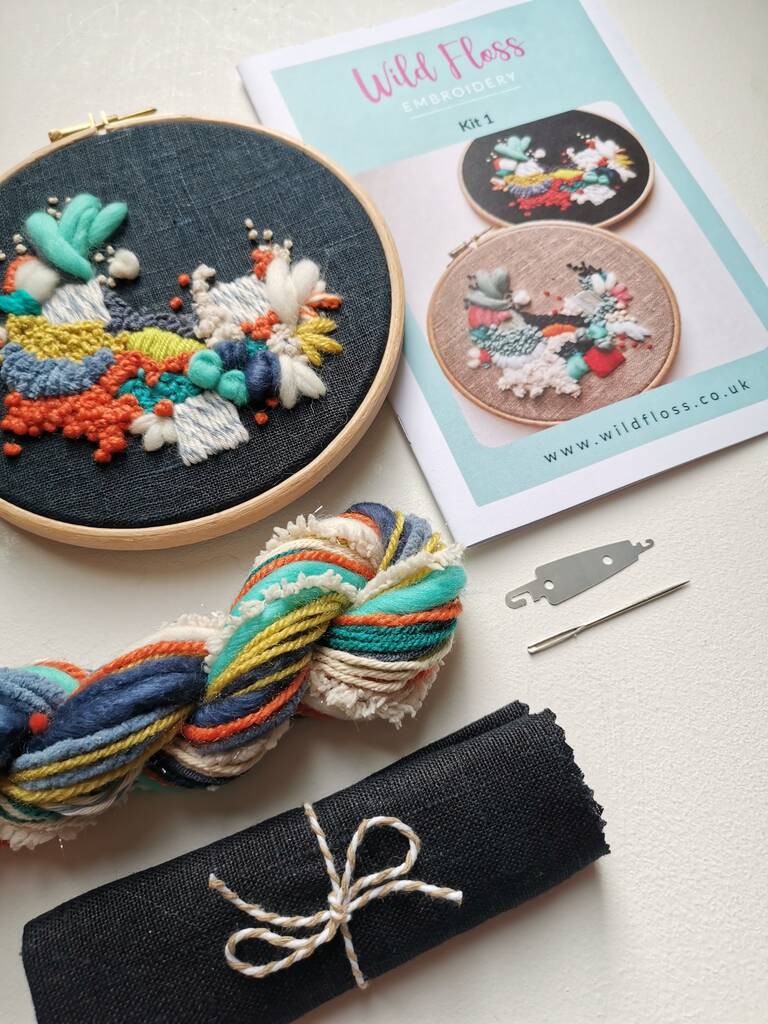 Navy And Orange Embroidery Kit, 1 of 3