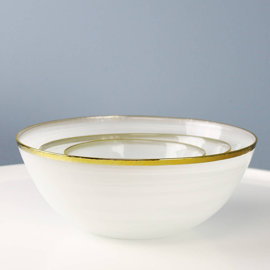 Round Glass Gold Rim Bowls By Marquis Dawe Notonthehighstreet Com Round Glass Gold Rim Bowls