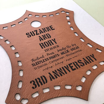 Personalised Leather 3rd Wedding Anniversary Art, 3 of 10