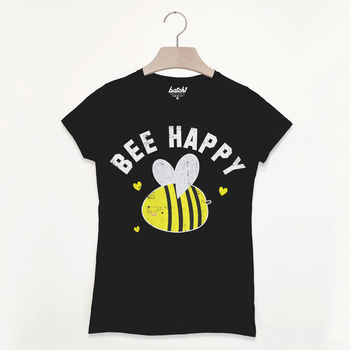 Bee Happy Women's Slogan T Shirt, 4 of 7