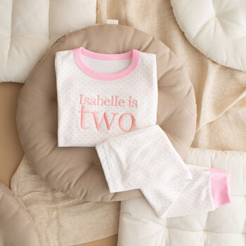 Personalised Name Is Age Birthday Pink Pyjamas, 2 of 5