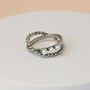 Pearl Detail Double Band Crossover Ring, thumbnail 3 of 3