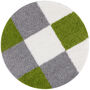 The Rugs Geometric Shaggy Rug Green Checkered Rug, thumbnail 7 of 12