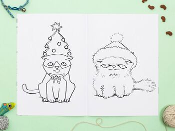 Cats In Christmas Hats Colouring Book, 4 of 7