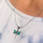 Dragonfly Turquoise Silver Necklace, thumbnail 1 of 10