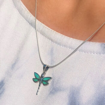 Dragonfly Turquoise Silver Necklace, 2 of 6