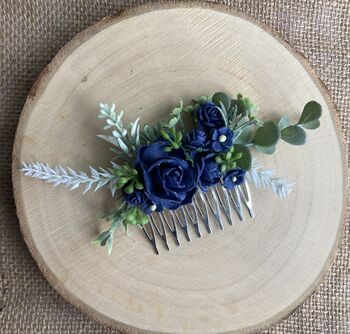 Navy Blue Flower Hair Comb, 5 of 5