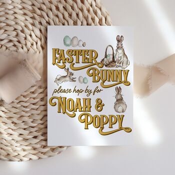 Personalised Easter Bunny Stop Here Print, 2 of 6
