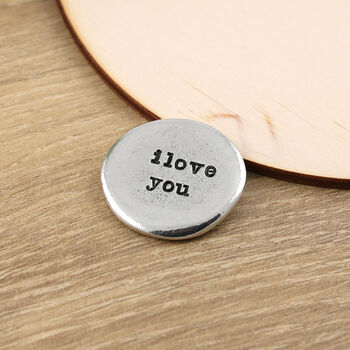 I Love You Pewter Pocket Pebble Large Message Token, 5 of 7