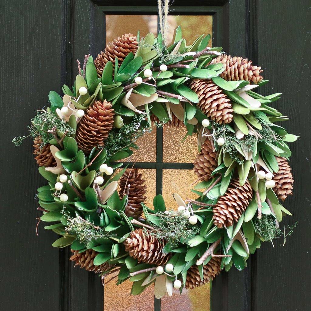 Mistletoe Kisses Natural Wreath By Dibor | notonthehighstreet.com