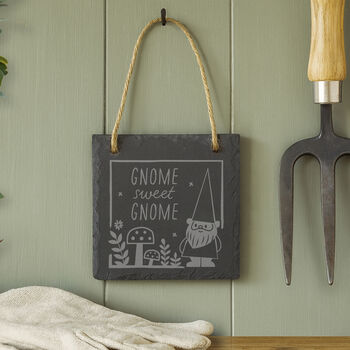 'Gnome Sweet Gnome' Square Slate Hanger, 3 of 3