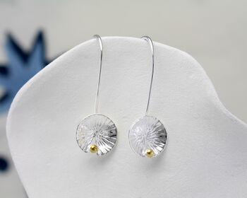 Sterling Silver Lilypad Drop Earrings, 3 of 5