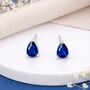 Sterling Silver Sapphire Teardrop Stud Earrings – 6mm X 4mm, thumbnail 1 of 3