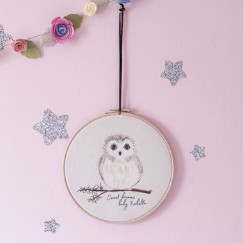 Personalised Owl Children's Room Hoop Wall Hanging, 2 of 4