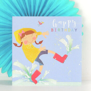 Glittery Puddle Jumping Birthday Card, 4 of 5