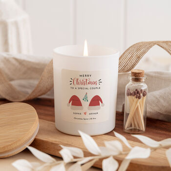 Personalised Merry Christmas Couple Scented Candle Vegan Gift Set, 2 of 5