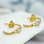 Rainbow Moonstone Gold Huggie Hoop Earrings, thumbnail 1 of 6