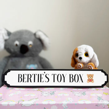 Personalised Acrylic Toy Box Name Sign For Kids, 5 of 7