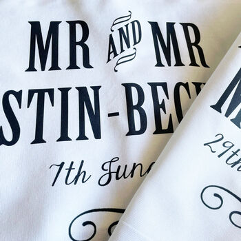 Personalised Mr And Mrs Anniversary Tea Towel Cotton, 4 of 4