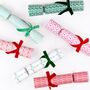 Set Of Six Patterned Velvet Ribbon Christmas Crackers, thumbnail 2 of 7
