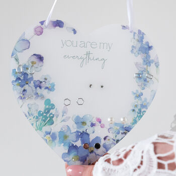 Personalised Forget Me Not Floral Earring Holder Hanger, 2 of 6
