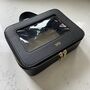 Personalised Embossed Black Saffiano Leather Clear Makeup Case, thumbnail 7 of 7