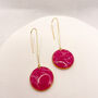 Pink Circle Drop Threader Earrings, Clay And Resin, thumbnail 6 of 10