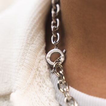 Men's Silver Striker Chunky Chain Toggle Clasp Chain For Men, 3 of 7