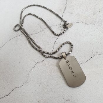 Engravable Grade Two Titanium Dog Tag Pendant With Optional Chain, 2 of 8