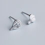 Sterling Silver Asymmetrical Balloon Stud Earrings, thumbnail 2 of 5