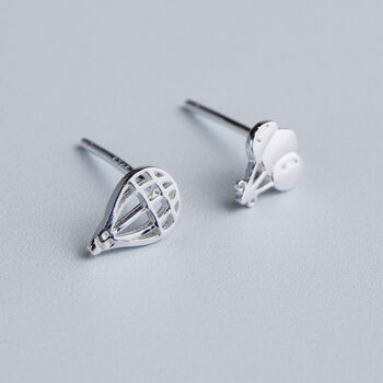 Sterling Silver Asymmetrical Balloon Stud Earrings, 2 of 5