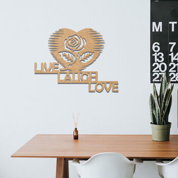 Live, Laugh, Love Rose Art Wooden Heart Decor, 10 of 12