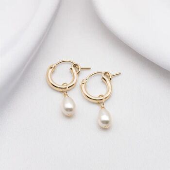 Mini Sia Pearl Hoop Bridal Earrings, 3 of 3