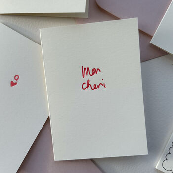 Hand Printed Valentines Card, Mon Cheri, 2 of 3