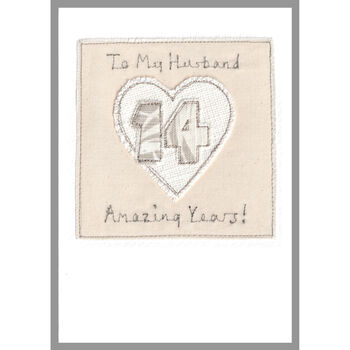 Personalisaed 14th Ivory Wedding Anniversary Card, 6 of 7