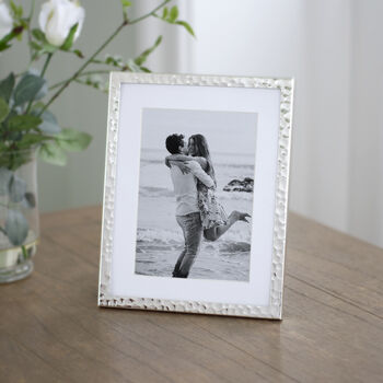 Silver Plated Narrow Hammered Photo Frame, 3 of 3