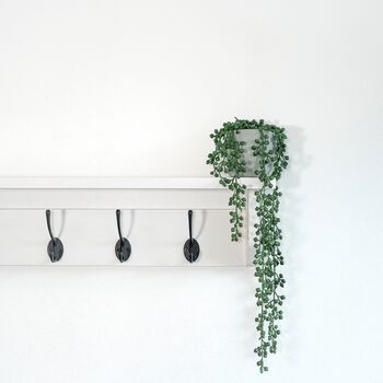 All White Coat Rack With Shelf 10cm Deep, White Shelf With Hooks, Black Hooks, Silver Hooks, Bronze, Copper, Chrome Hooks, Brass Hooks, 6 of 7