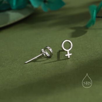 Sterling Silver Female Symbol Stud Earrings, 3 of 12