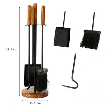 Contemporary Wood And Iron Fireplace Companion Set, 2 of 5