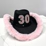 Personalised Black Cowboy Hat With Faux Fur Trim, thumbnail 8 of 8