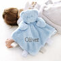 Personalised Fluffy Blue Teddy Baby Comforter, thumbnail 1 of 4
