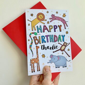 Personalised Children's Jungle Animal Birthday Card, 3 of 3