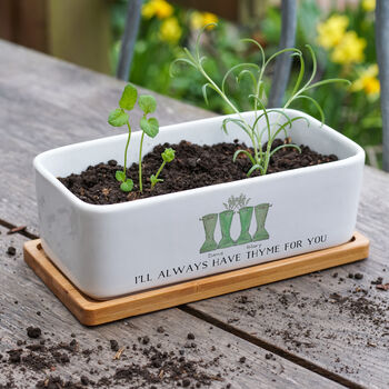 Personalised Herb Wellies Ceramic Bamboo Planter, 2 of 3
