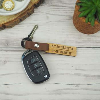 Personalised Wooden Coordinate Location Keyring, 3 of 7