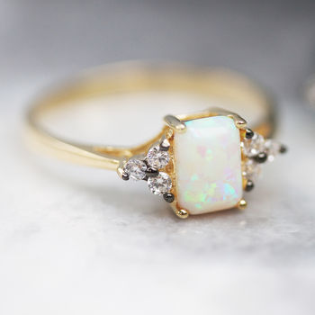 Opal Cluster Ring Sterling Silver Or Gold Plated, 6 of 6