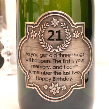 Personalised Champagne Classic Birthday Pewter Label, 2 of 8