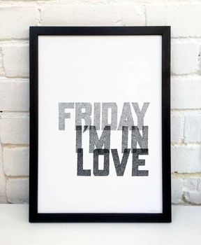 'Friday I’m In Love' The Cure Lyrics Typography Print, 4 of 7