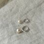 Chloe Sterling Silver Pearl Huggies, thumbnail 3 of 3