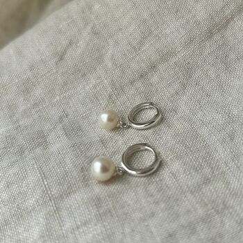 Chloe Sterling Silver Pearl Huggies, 3 of 3